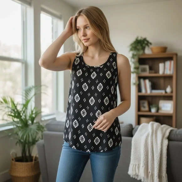 Olive & Oak Sleeveless Tank Top Black and White Size XS - Picture 1 of 16